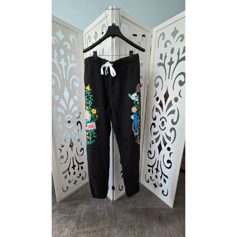Roberto Lugo Artist  NWT Jogger Sweatpants Unisex Floral Skull Art  Print Large